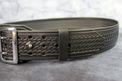 Duty Belt with Basketweave Embossing and Sam Brown Buckle and Stud - view 12