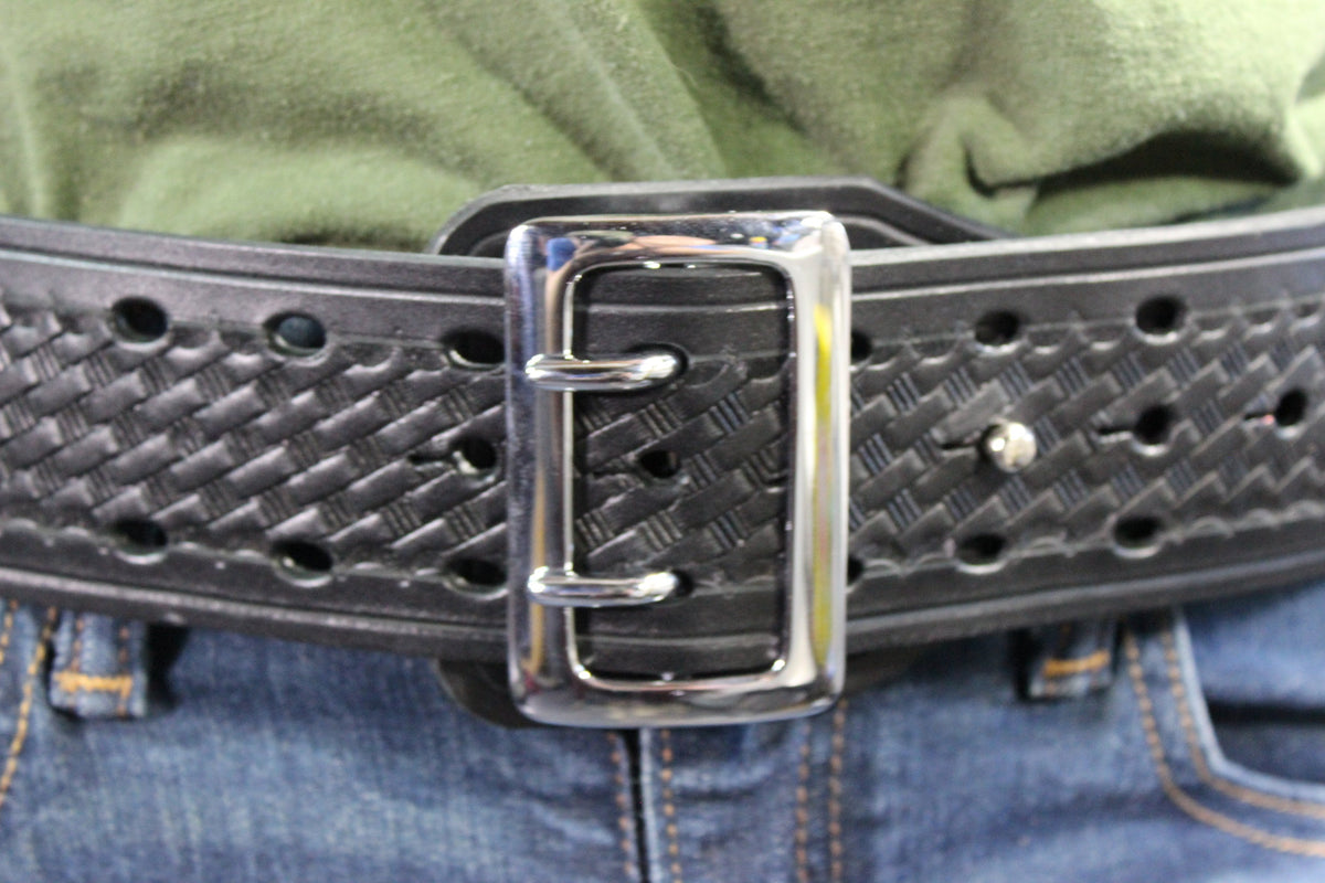 Duty Belt with Basketweave Embossing and Sam Brown Buckle and Stud - view 13