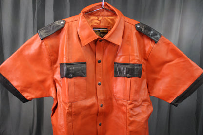 OnF Leather Shirts in Orange with Black Highlights - view 2