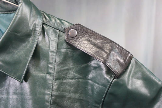 OnF Leather Shirts in Hunter Green with Black Highlights - front view
