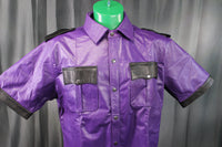 OnF Leather Shirts in Purple with Black Highlights - front view