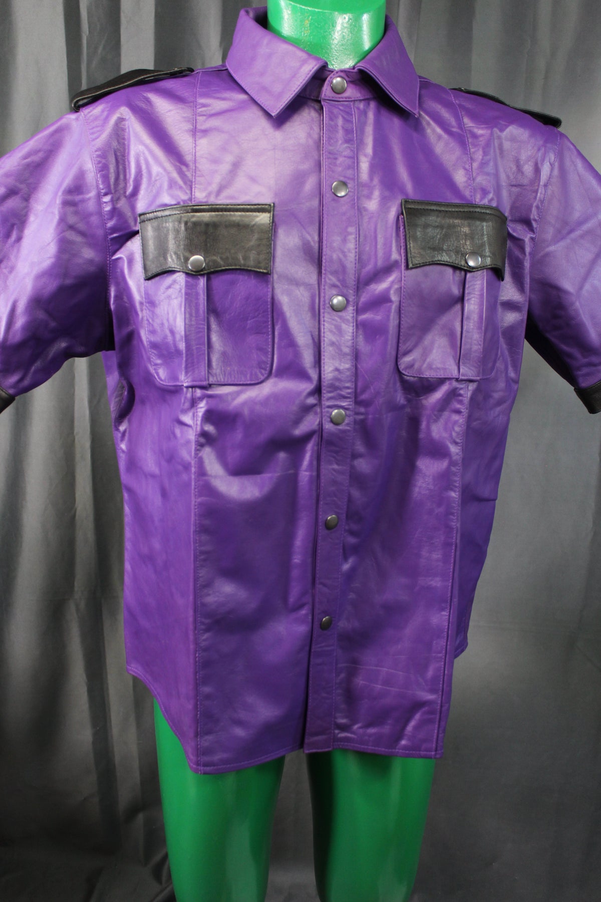 OnF Leather Shirts in Purple with Black Highlights - view 2