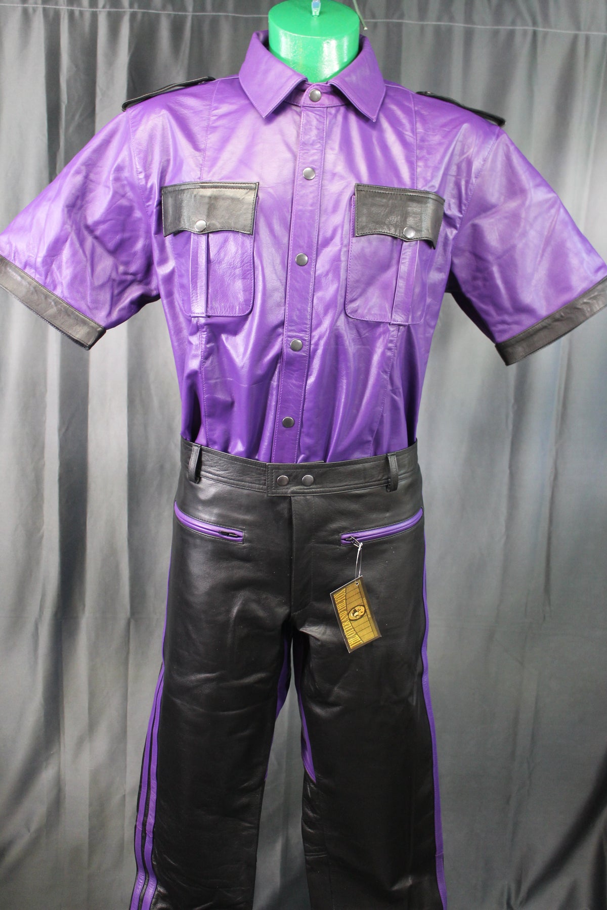 OnF Leather Shirts in Purple with Black Highlights - view 3