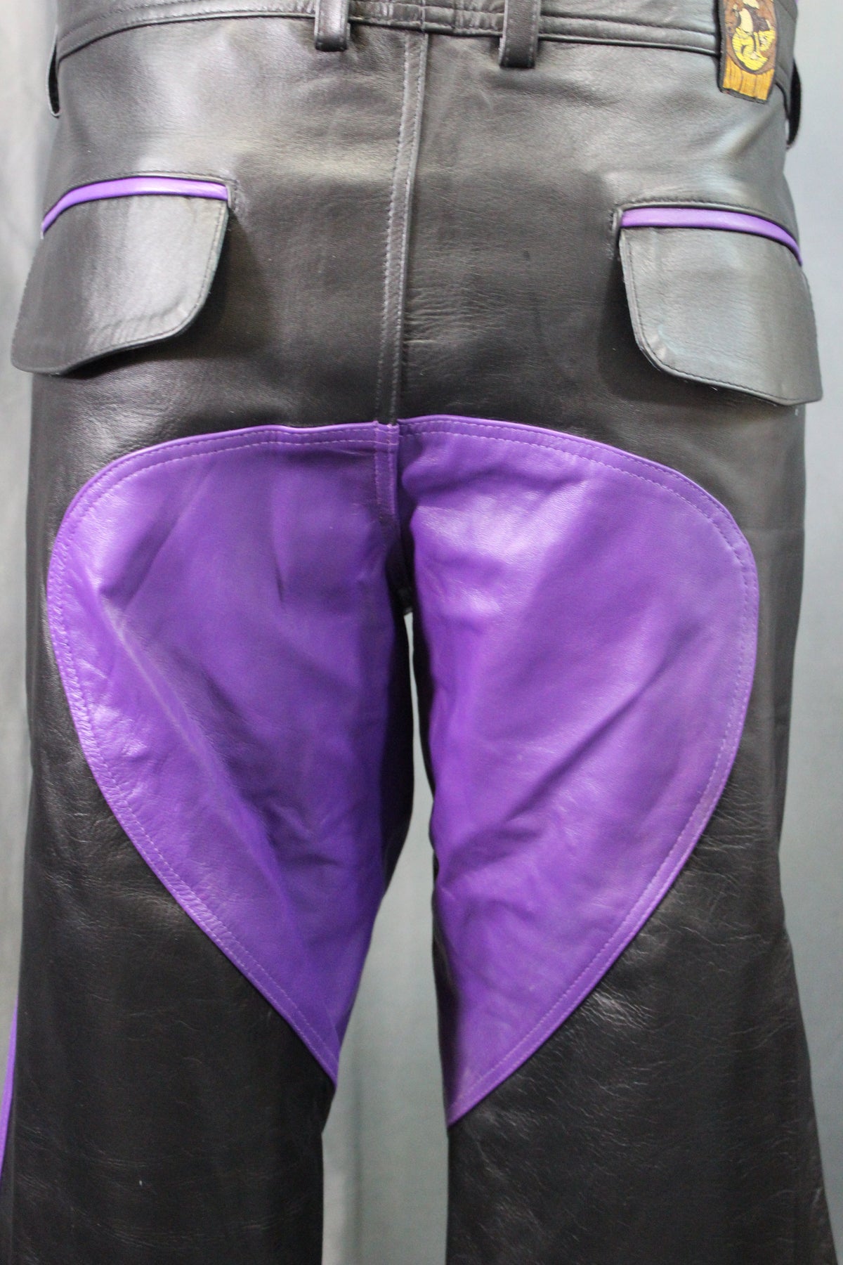 The Otter and The Fox Leather Formal Pants in Black with Purple Highlights - view 3