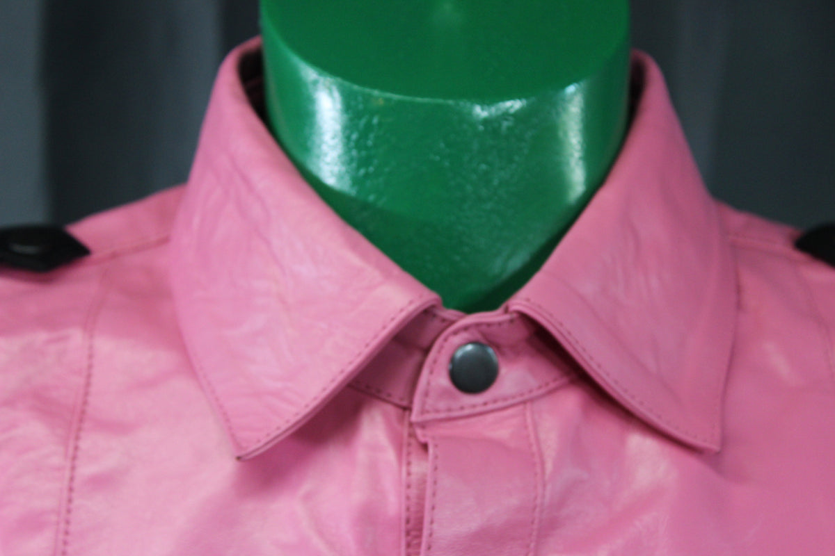 OnF Leather Shirts in Pink with Black Highlights - view 2