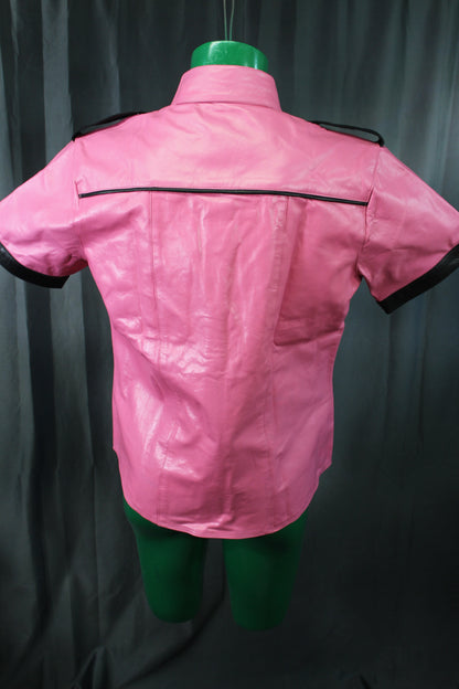OnF Leather Shirts in Pink with Black Highlights - view 4