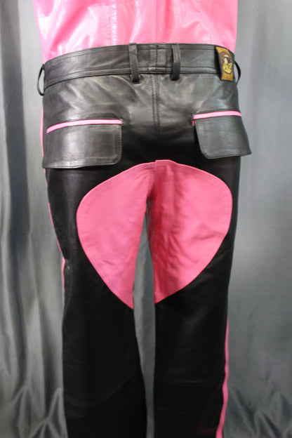 The Otter and The Fox Leather Formal Pants in Black with Pink Highlights - view 4