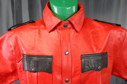 OnF Leather Shirts in Red with Black Highlights - view 4