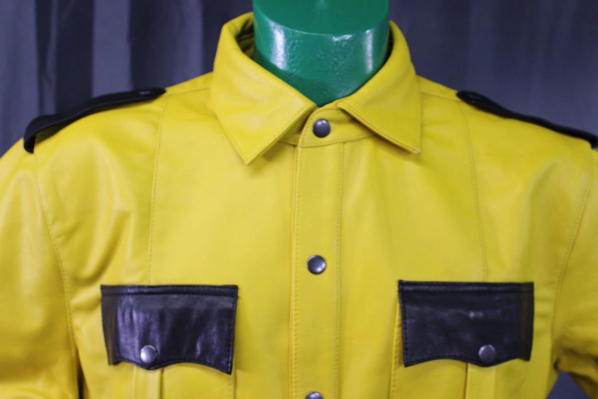 OnF Leather Shirts in Yellow with Black Highlights - view 3
