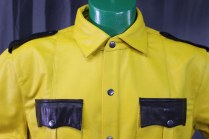 OnF Leather Shirts in Yellow with Black Highlights - view 3