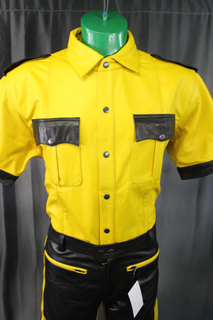 OnF Leather Shirts in Yellow with Black Highlights - view 6