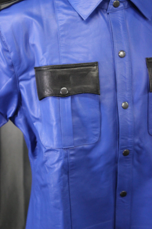 OnF Leather Shirts in Blue with Black Highlights - view 2