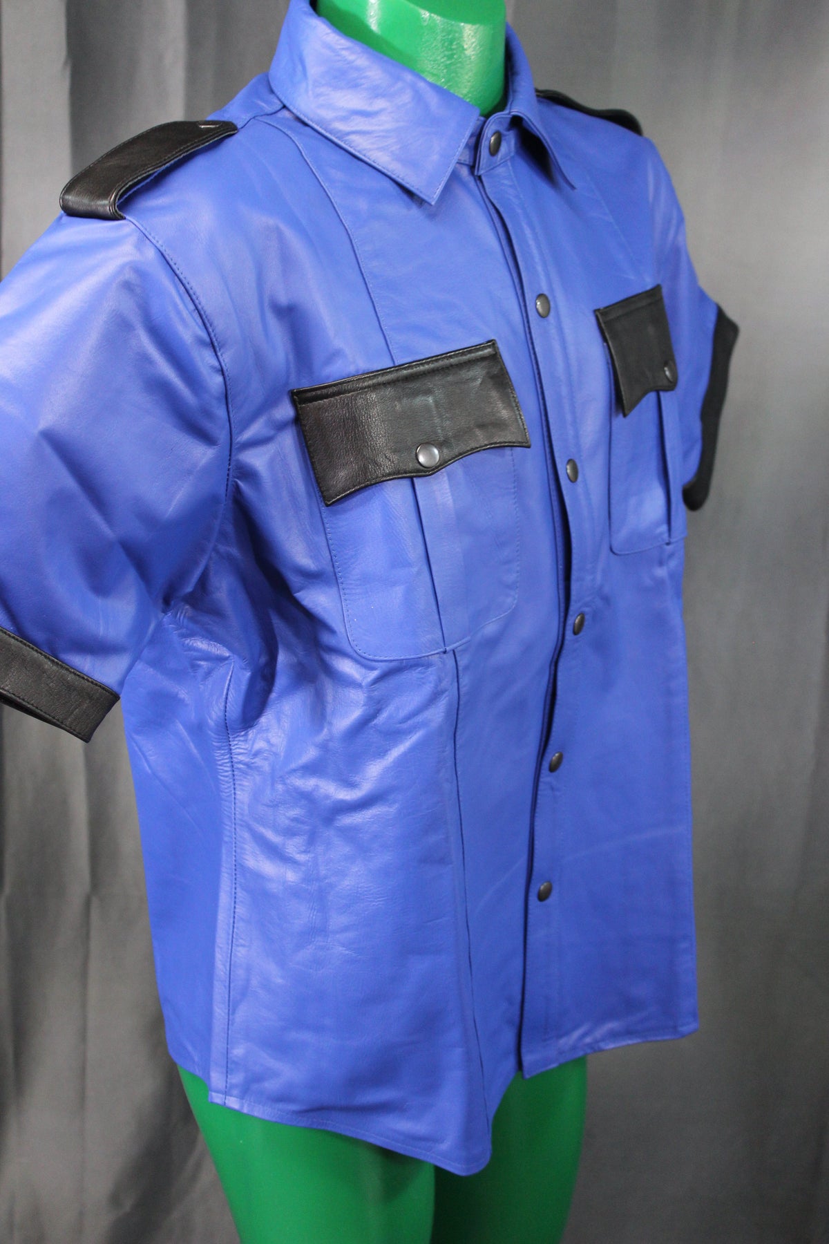 OnF Leather Shirts in Blue with Black Highlights - view 3