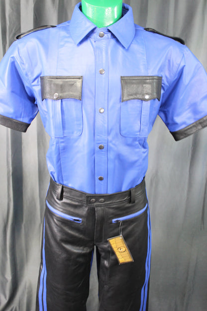 OnF Leather Shirts in Blue with Black Highlights - view 5