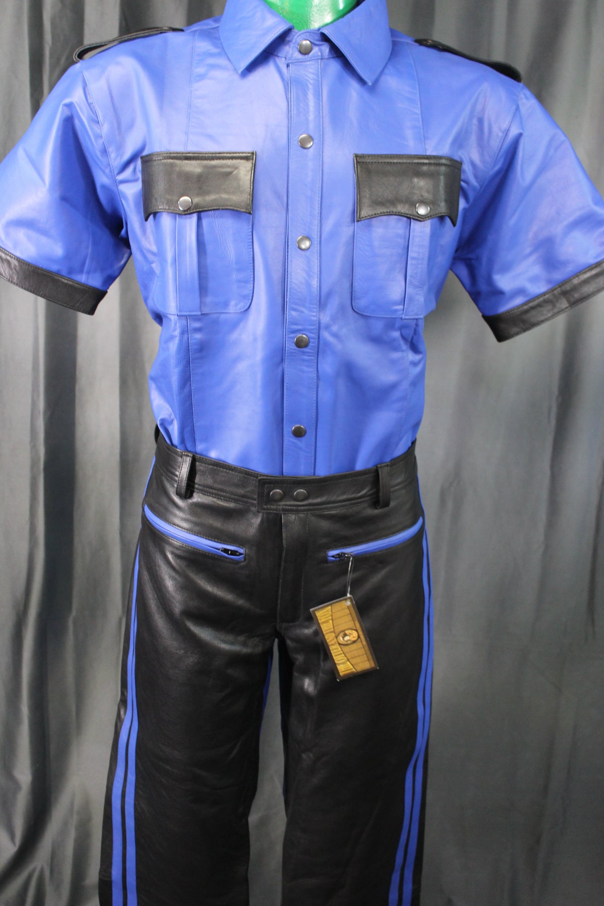 OnF Leather Shirts in Blue with Black Highlights - view 6
