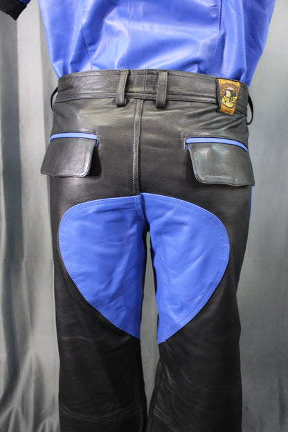 The Otter and The Fox Leather Formal Pants in Black with Blue Highlights - view 4