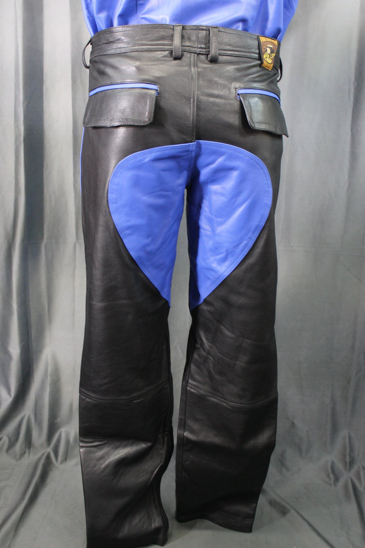 The Otter and The Fox Leather Formal Pants in Black with Blue Highlights - view 5