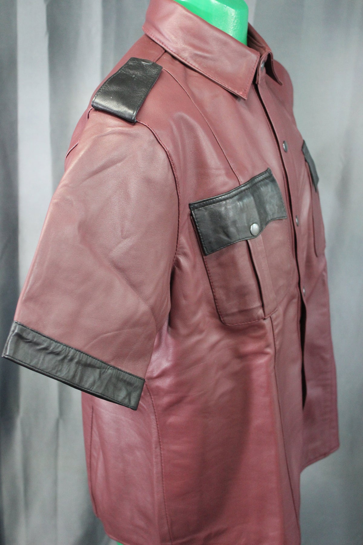 OnF Leather Shirts in Burgundy with Black Highlights - view 4