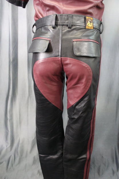 The Otter and The Fox Leather Formal Pants in Black with Burgundy Highlights - view 4