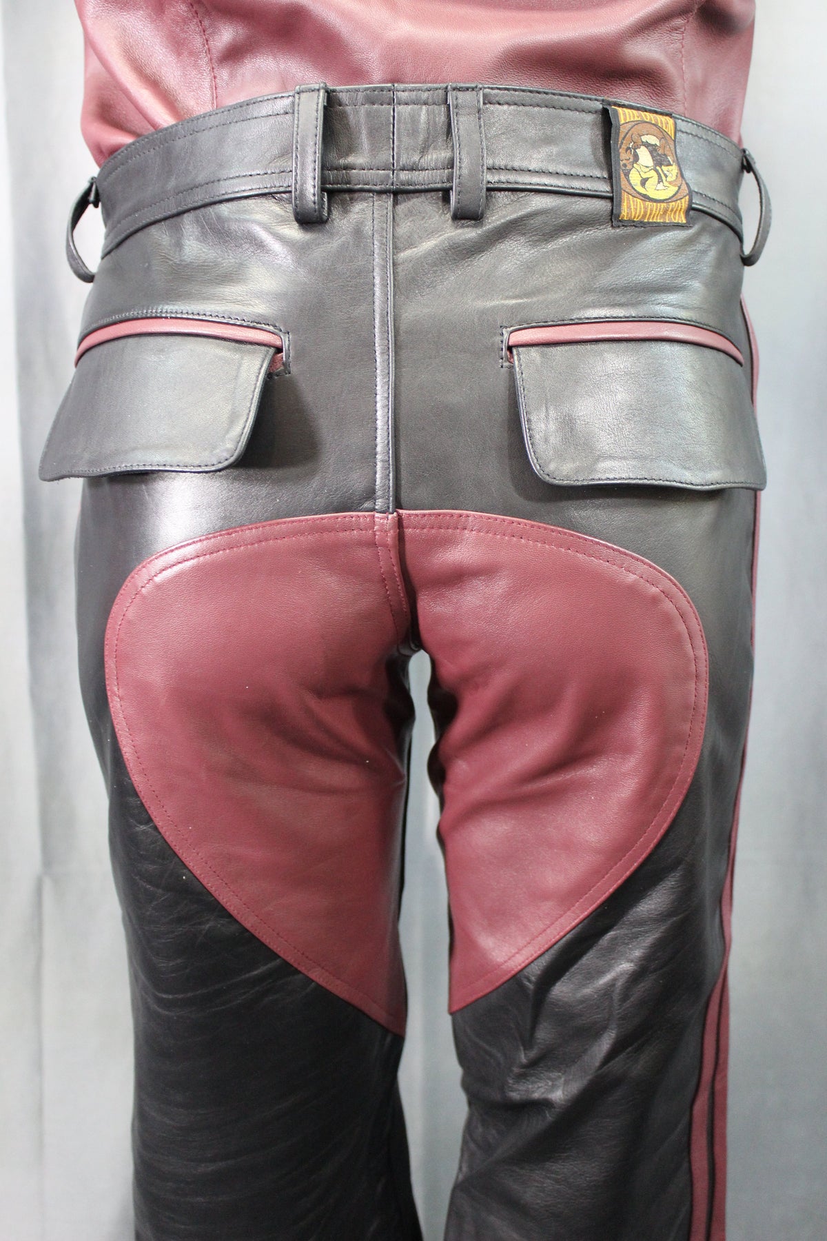 The Otter and The Fox Leather Formal Pants in Black with Burgundy Highlights - view 5