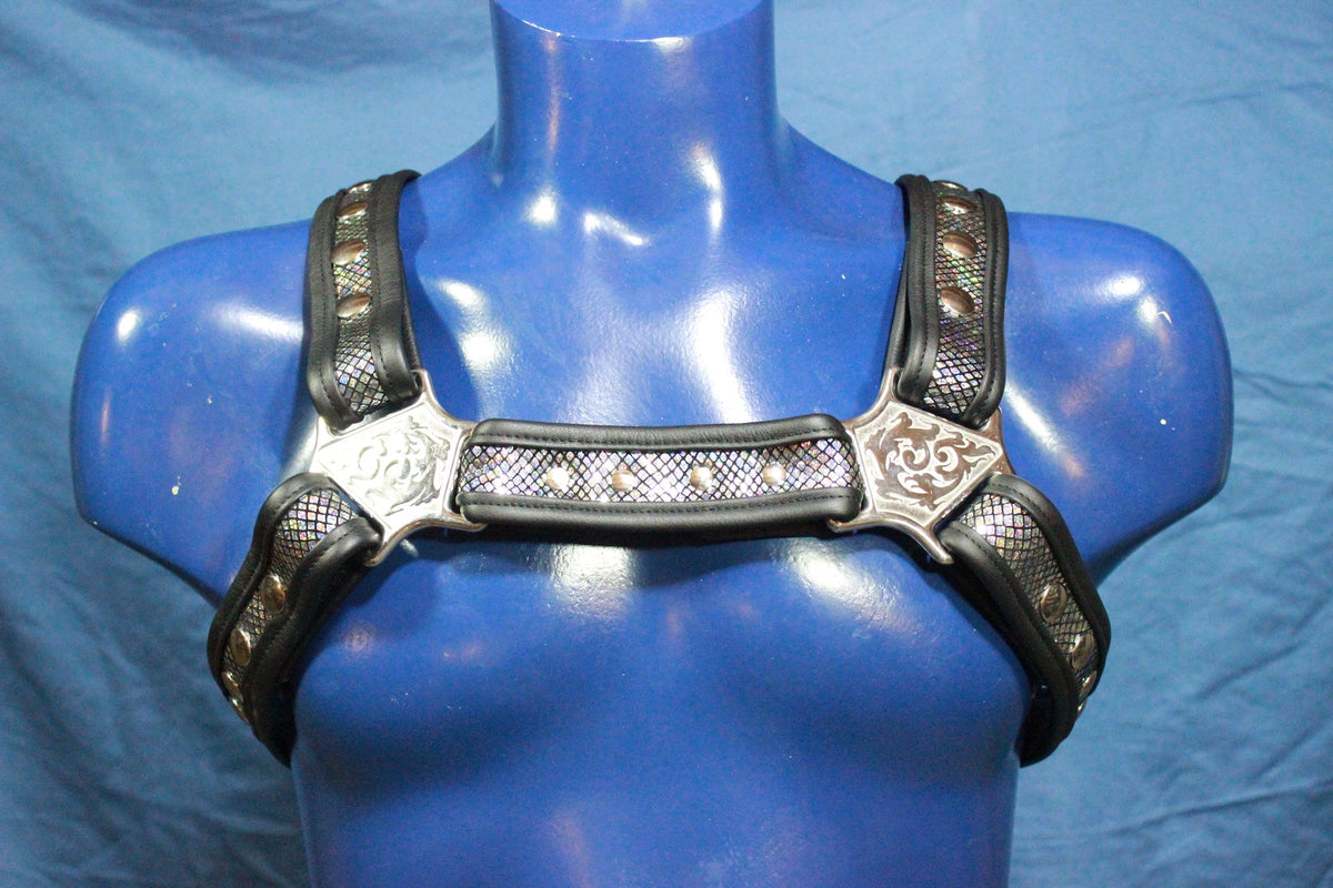 Holographic Tribal Bulldog Harness - front view