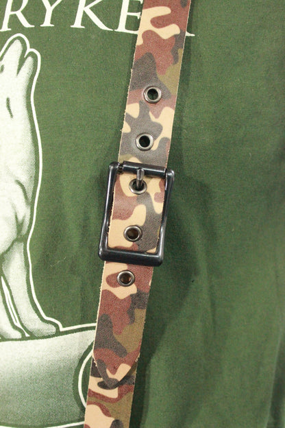 Classic Camouflage Leather Suspenders with Gunmetal Buckles - view 4