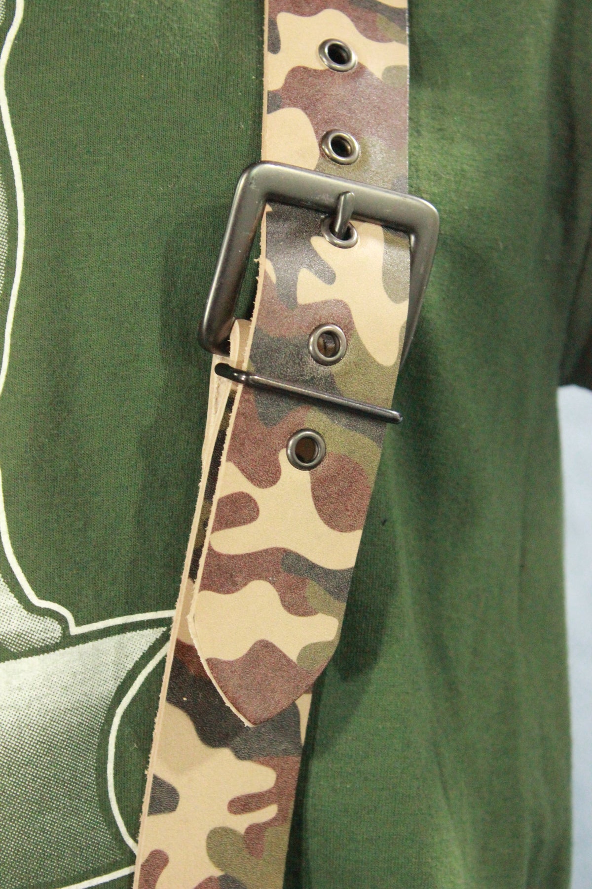 Classic Camouflage Leather Suspenders with Gunmetal Buckles - view 3