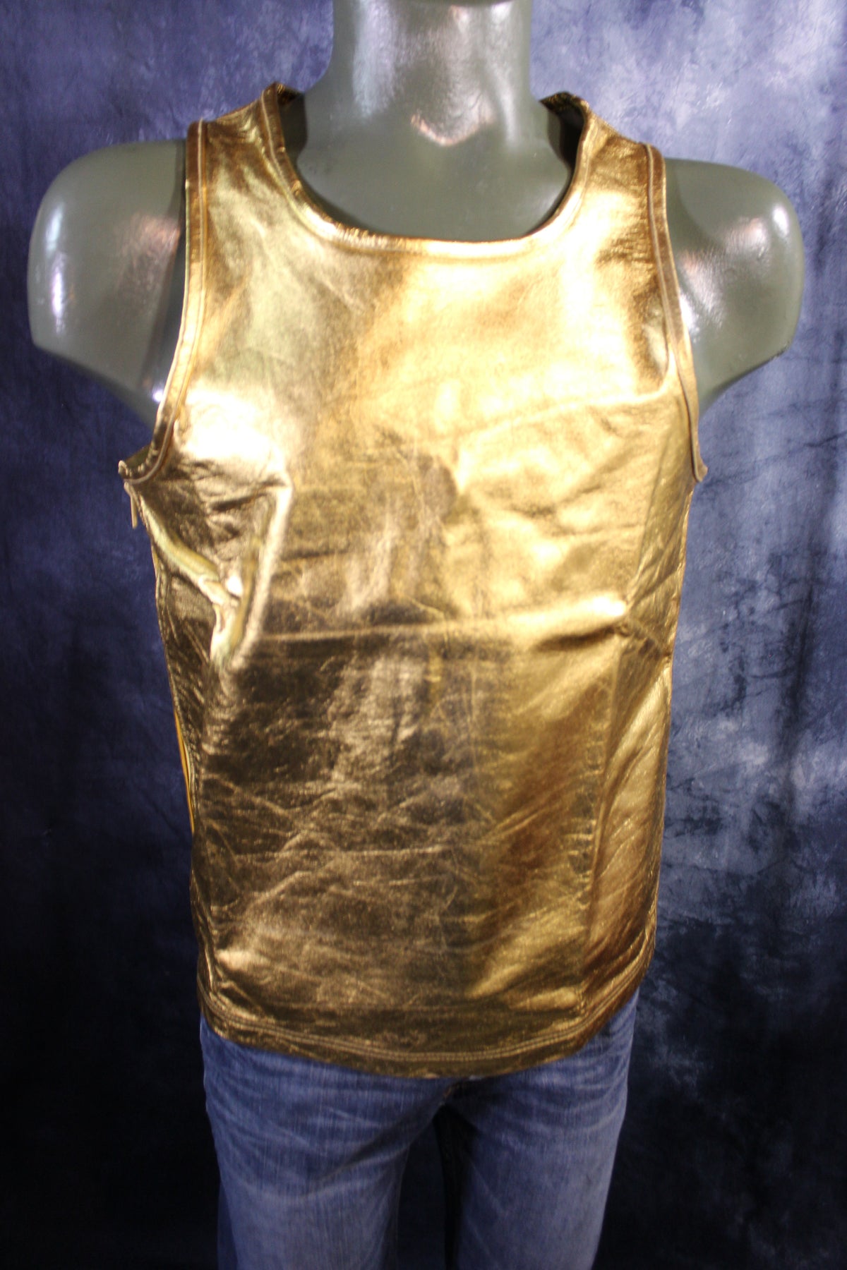 Otter and Fox Leather Tank Tops in Gold - view 2