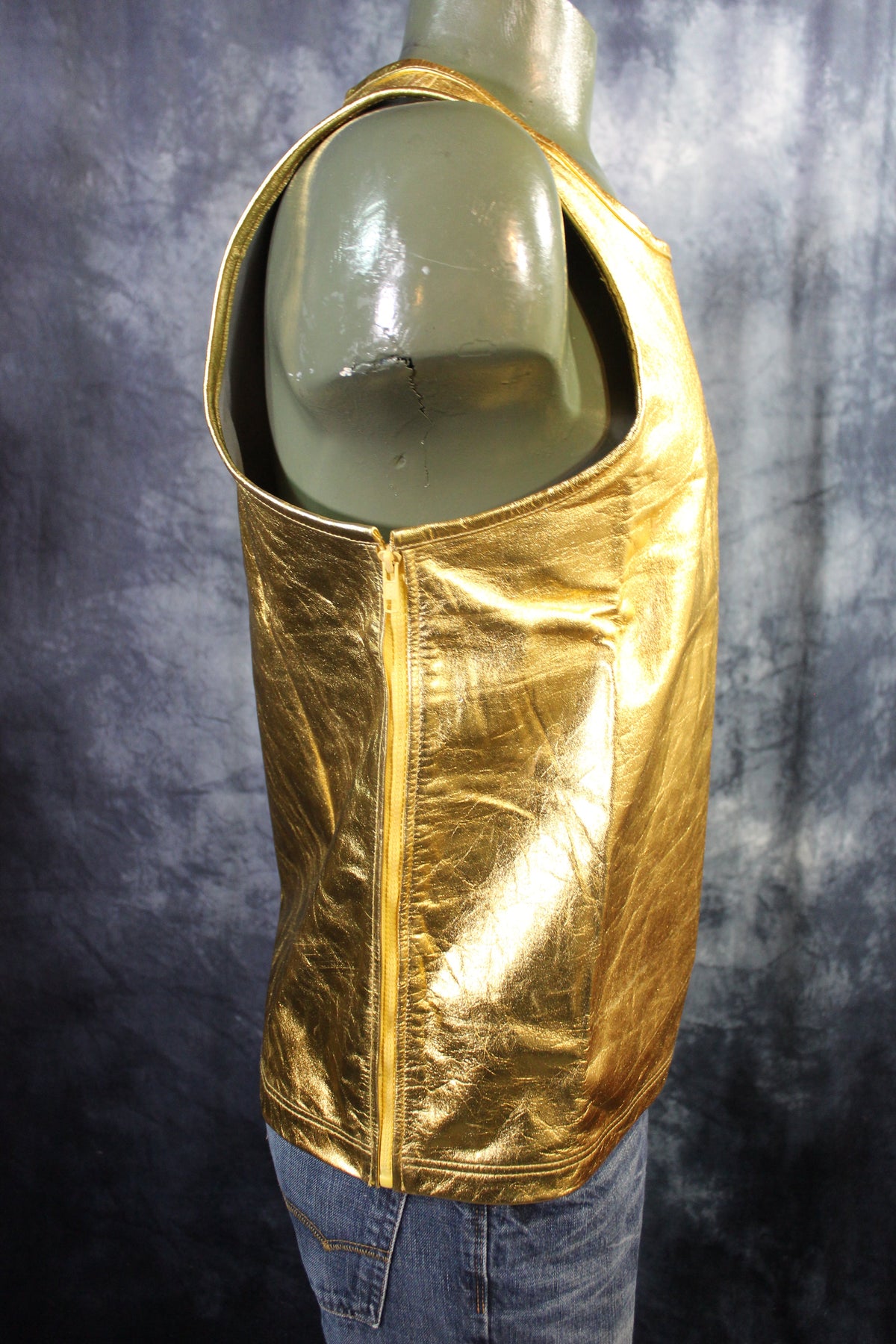 Otter and Fox Leather Tank Tops in Gold - view 3