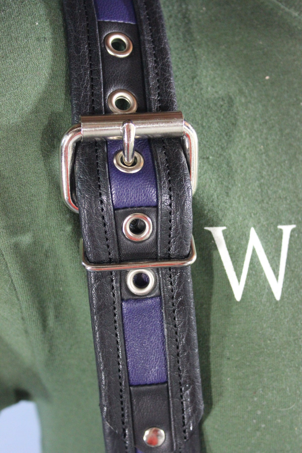 Convertible Suspenders - Black with Black and Blue Checkered Center) - view 3