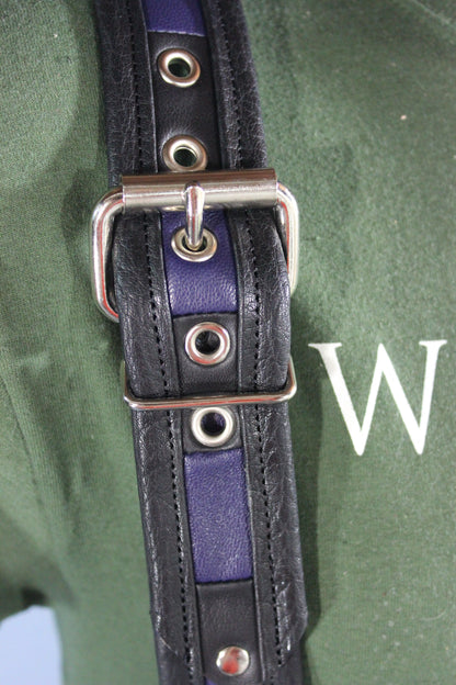 Convertible Suspenders - Black with Black and Blue Checkered Center) - view 3