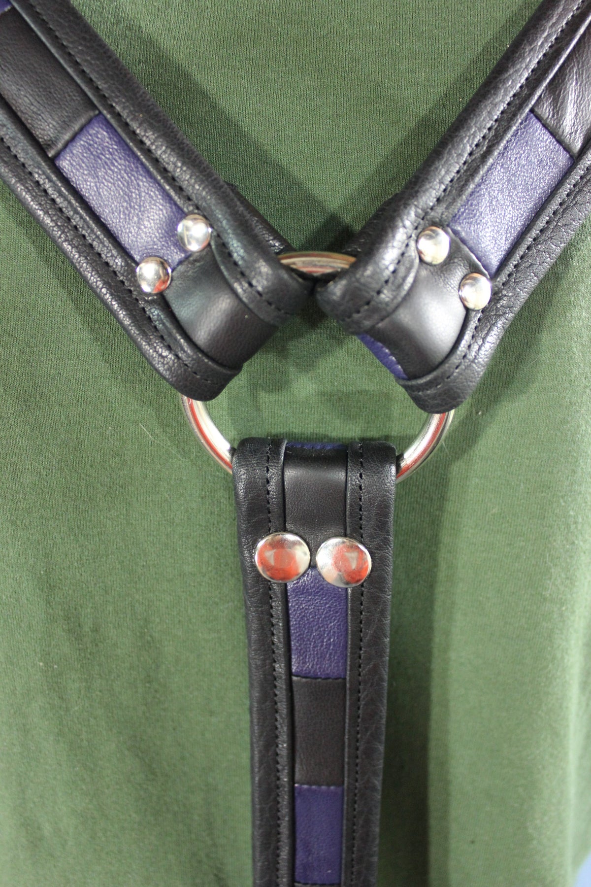 Convertible Suspenders - Black with Black and Blue Checkered Center) - view 7
