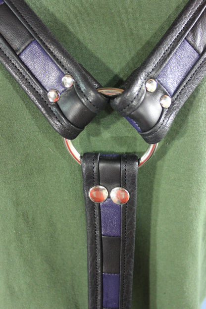 Convertible Suspenders - Black with Black and Blue Checkered Center) - view 7