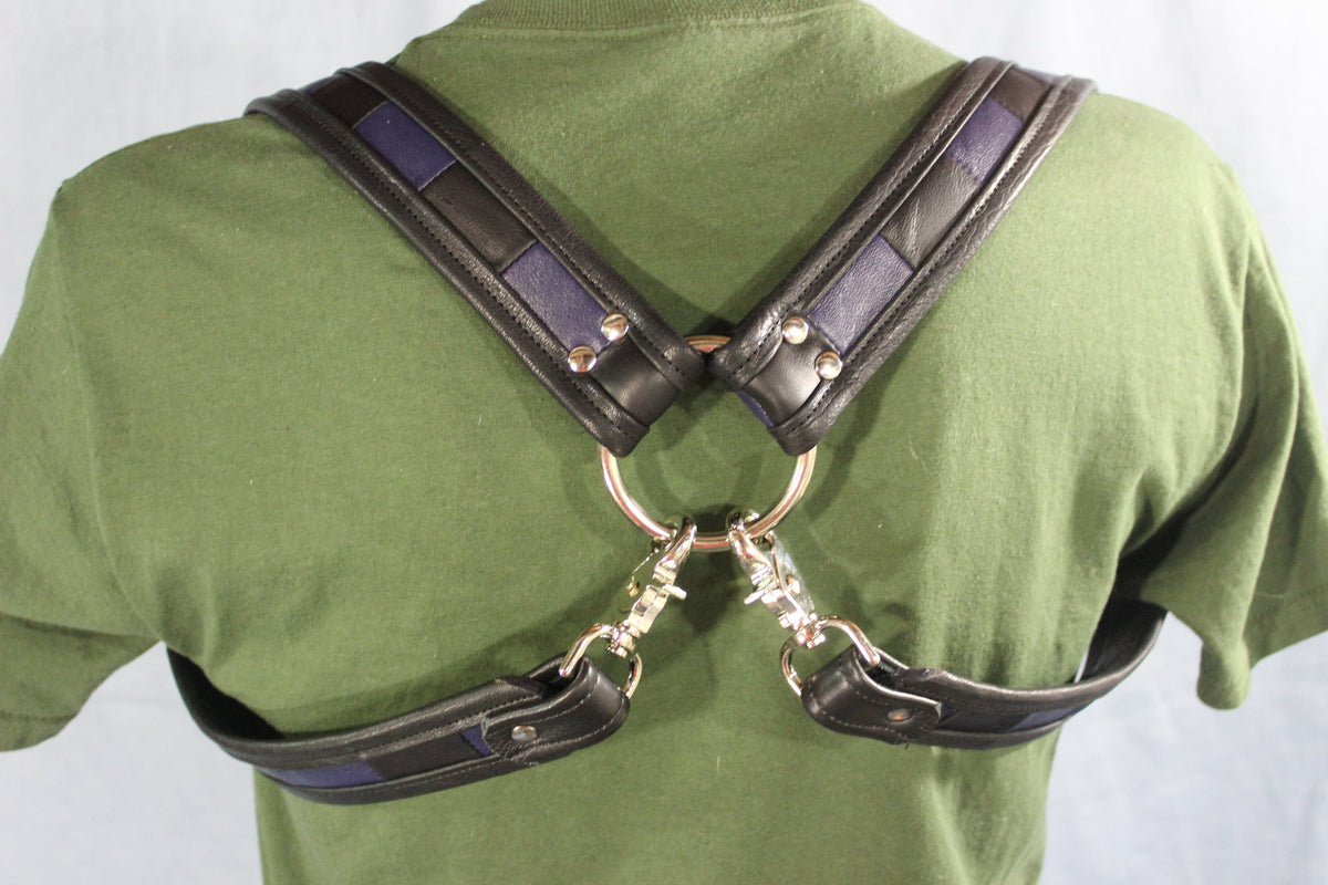 Convertible Suspenders - Black with Black and Blue Checkered Center) - view 8