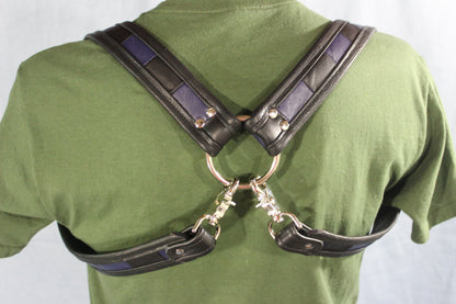 Convertible Suspenders - Black with Black and Blue Checkered Center) - view 8