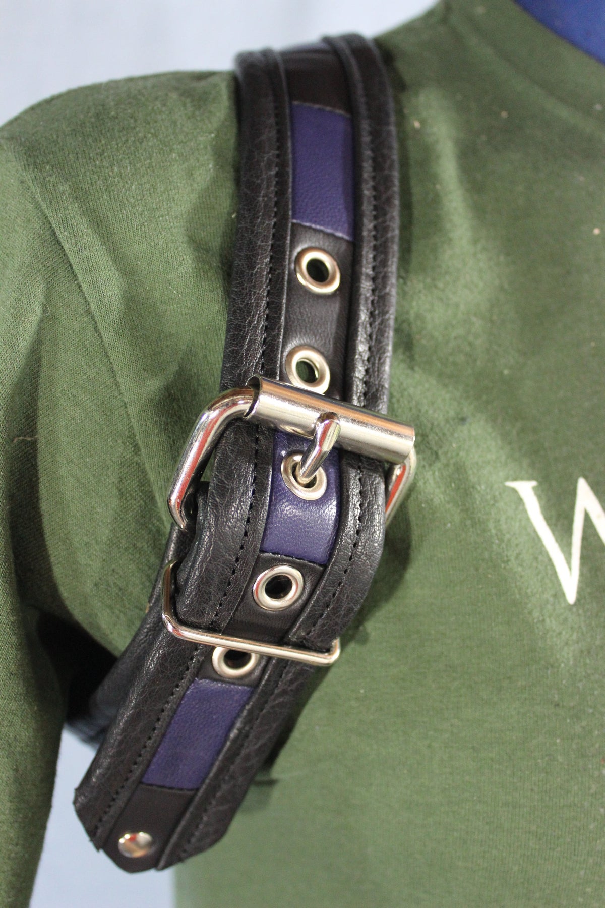 Convertible Suspenders - Black with Black and Blue Checkered Center) - view 10