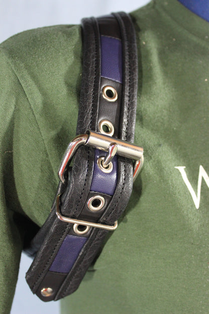 Convertible Suspenders - Black with Black and Blue Checkered Center) - view 10