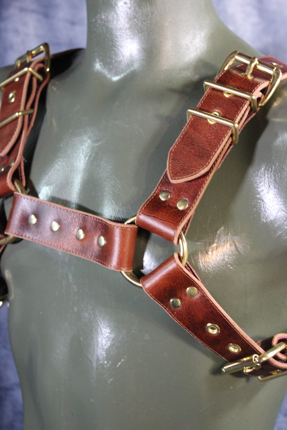 Mottled Latigo Bulldog Harness with Buckles - view 2
