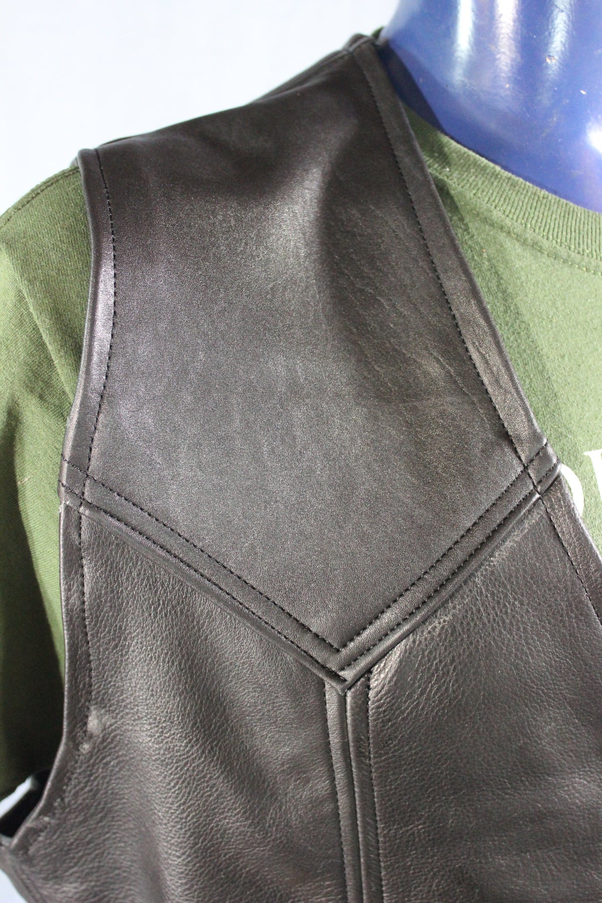 Black Leather Western Style Vest - view 4