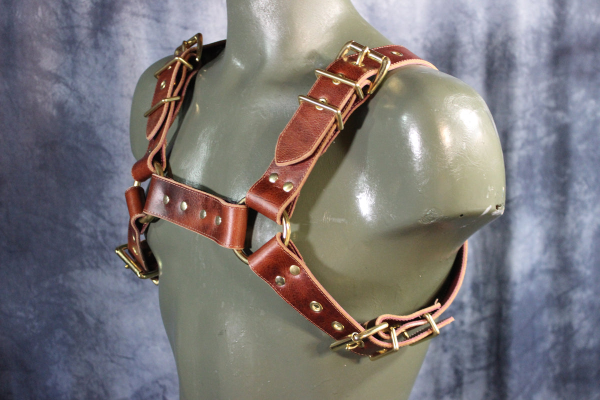 Mottled Latigo Bulldog Harness with Buckles - view 4