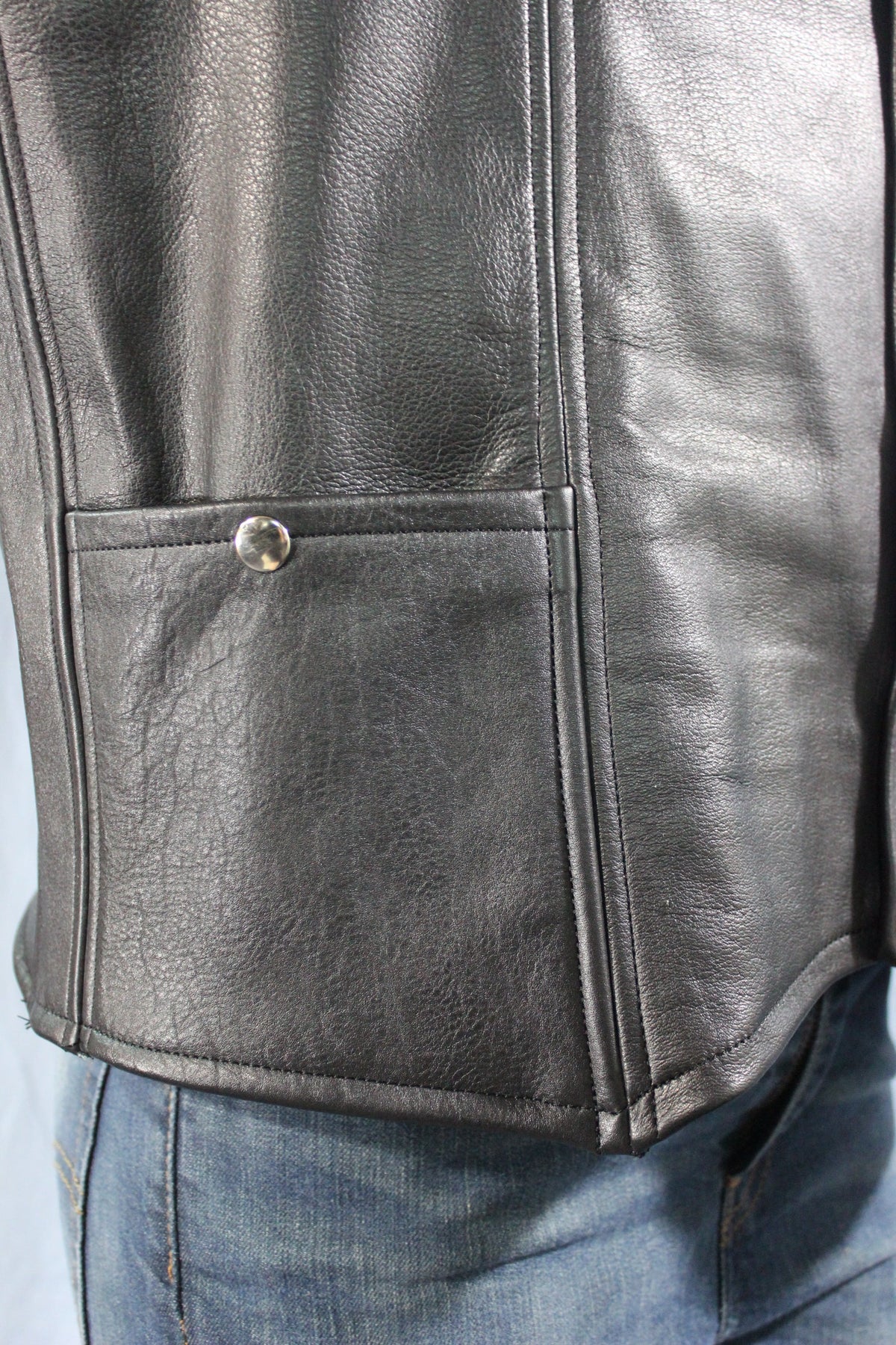 Black Leather Western Style Vest - view 6