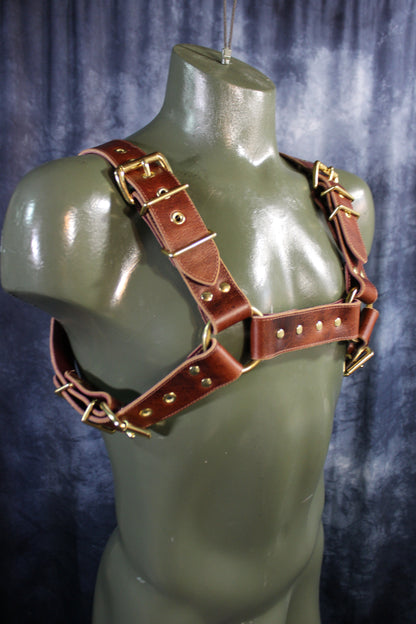 Mottled Latigo Bulldog Harness with Buckles - view 15