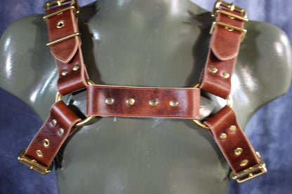 Mottled Latigo Bulldog Harness with Buckles - view 17