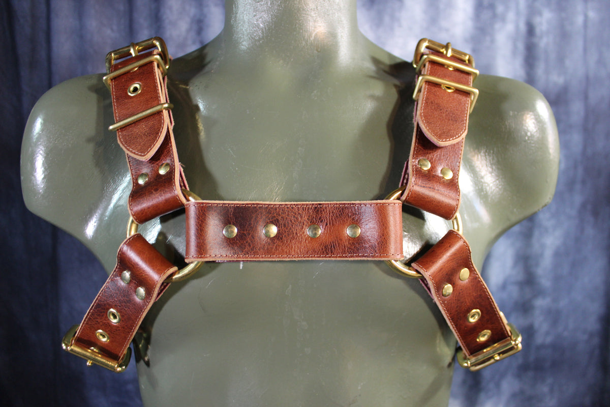 Mottled Latigo Bulldog Harness with Buckles - view 18