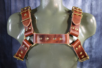 Mottled Latigo Bulldog Harness with Buckles - view 19