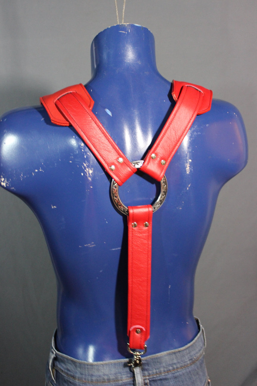 Padded Leather Suspenders with Decorative Hardware - view 11
