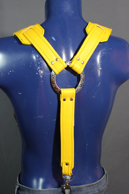 Padded Leather Suspenders with Decorative Hardware - view 29