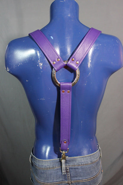 Padded Leather Suspenders with Decorative Hardware - view 16