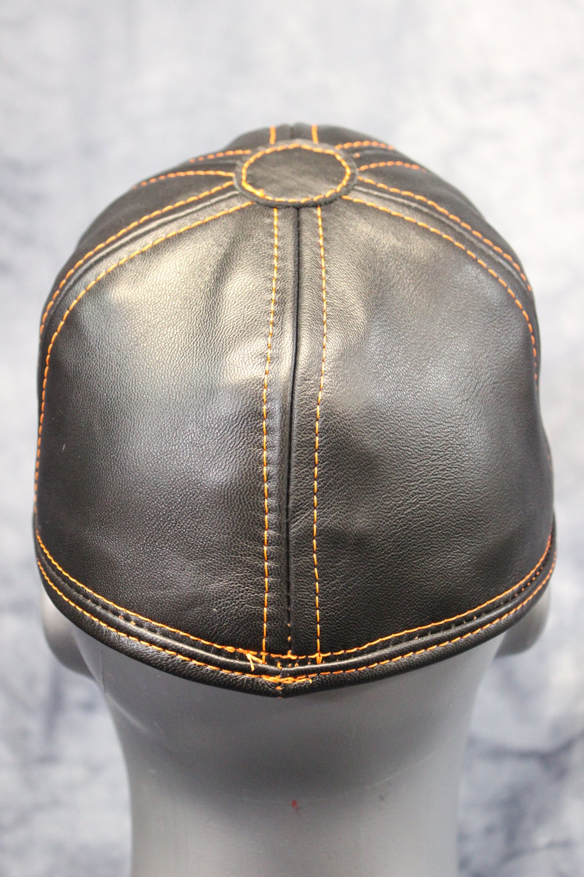 Leather Baseball Cap with Orange Stitching - view 15
