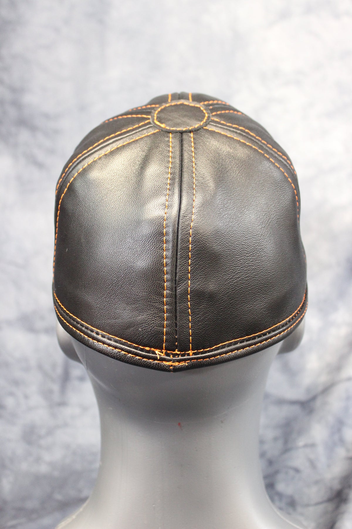 Leather Baseball Cap with Orange Stitching - view 16